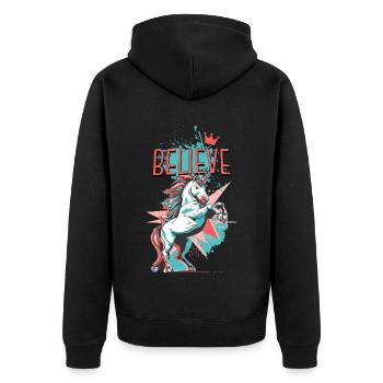 Licorne Foi Vintage Rétro Coloré Moderne Tendance - Veste à capuche bio Premium Unisexe - noir - Dos - Nico (187cm)