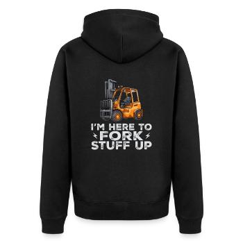 Gabelstapler Ich bin hier, um Gabelstapler zu sein - Unisex Premium Bio Zip Hoodie - Schwarz - Hinten - Nico (187cm)