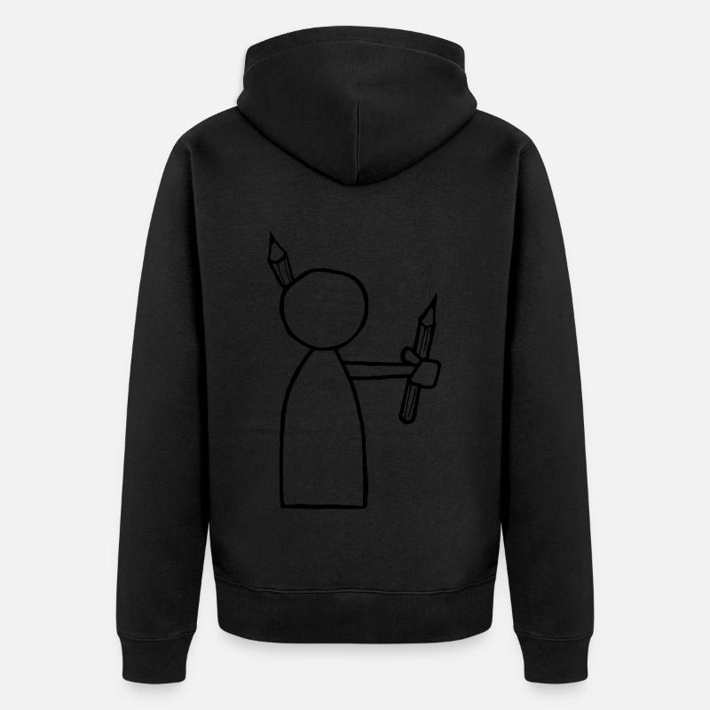 Männchen Zeichner - Unisex Premium Bio Zip Hoodie - Schwarz