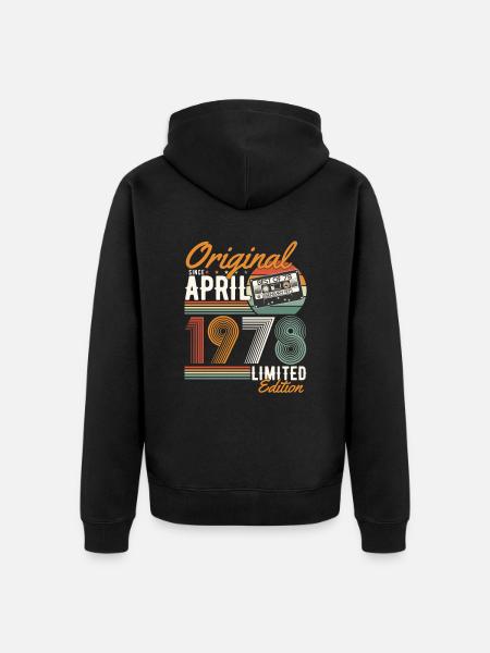 Original seit April 1978 - Unisex Premium Bio Zip Hoodie - Schwarz