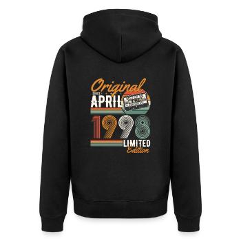 Original since April 1998 - Unisex Premium Organic Zip Hoodie - black - Back - Nico (187cm)
