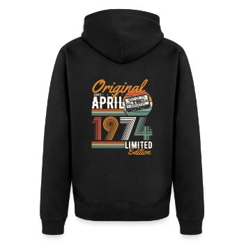Original depuis avril 1974 - Veste à capuche bio Premium Unisexe - noir - Dos - Nico (187cm)