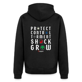 Magic: The Gathering Keywords With Magic Symbols - Unisex Premium Organic Zip Hoodie - black - Back - Nico (187cm)