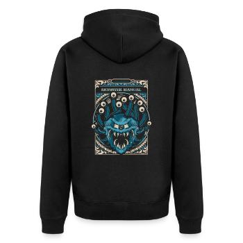 Dungeons And Dragons Monster Manual Mit Beholder - Unisex Premium Bio Zip Hoodie - Schwarz - Hinten - Nico (187cm)