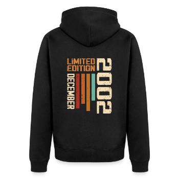 Dezember 2002 - 2002 Dezember - Unisex Premium Bio Zip Hoodie - Schwarz - Hinten - Nico (187cm)