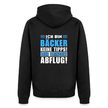 Ich bin Bäcker - Keine Tipps! Bier bringen - Unisex Premium Bio Zip Hoodie - Schwarz - Hinten - Nico (187cm)