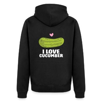 Concombre - i love cucumber - Veste à capuche bio Premium Unisexe - noir - Dos - Nico (187cm)
