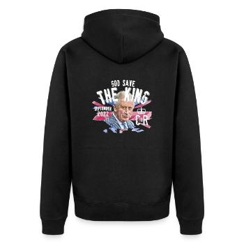 Tee shirt Charles III - Veste à capuche bio Premium Unisexe - noir - Dos - Nico (187cm)