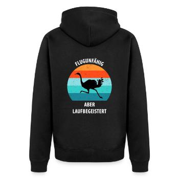 Strauß Ostrich Vogel Strauß Ornithologie - Unisex Premium Bio Zip Hoodie - Schwarz - Hinten - Nico (187cm)