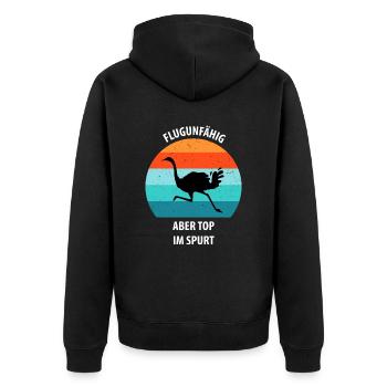 Strauß Ostrich Vogel Strauß Ornithologie - Unisex Premium Bio Zip Hoodie - Schwarz - Hinten - Nico (187cm)