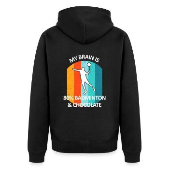 Badminton Federball Badmintonspieler Schokolade - Unisex Premium Bio Zip Hoodie - Schwarz - Hinten - Nico (187cm)