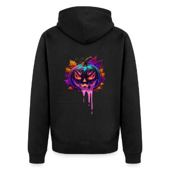 Halloween Pumpkin - Unisex Premium Organic Zip Hoodie - black - Back - Nico (187cm)