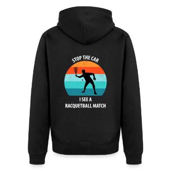 Racqueetball - Unisex Premium Organic Zip Hoodie - black - Back - Nico (187cm)