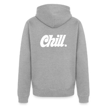 Chill - Unisex Premium Bio Zip Hoodie - Grau meliert - Hinten - Nico (187cm)