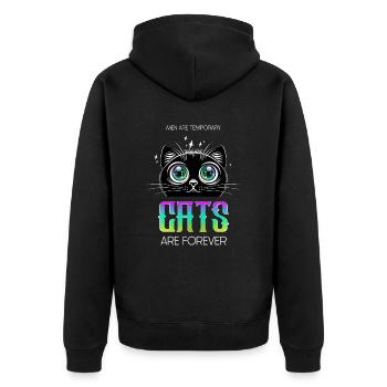Men are temporary. Cats are Forever! - Unisex Premium Bio Zip Hoodie - Schwarz - Hinten - Nico (187cm)