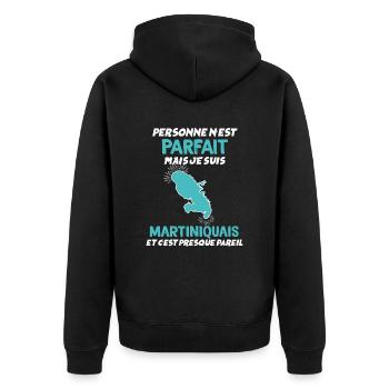Humour Martinique Citation Martiniquais Parfait - Veste à capuche bio Premium Unisexe - noir - Dos - Nico (187cm)