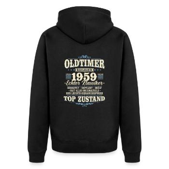 Oldtimer Baujahr 1959 Jahrgang geboren Geburtstag - Unisex Premium Bio Zip Hoodie - Schwarz - Hinten - Nico (187cm)