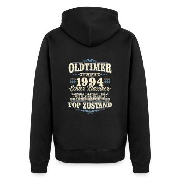 Oldtimer Baujahr 1994 Jahrgang geboren Geburtstag - Unisex Premium Bio Zip Hoodie - Schwarz - Hinten - Nico (187cm)
