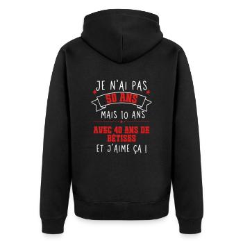 50 years - 50 years anniversary humor - Unisex Premium Organic Zip Hoodie - black - Back - Nico (187cm)