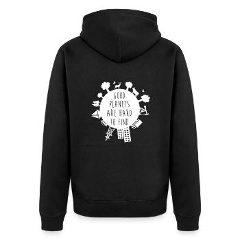 Planet B? - Unisex Premium Bio Zip Hoodie - Schwarz - Hinten - Nico (187cm)