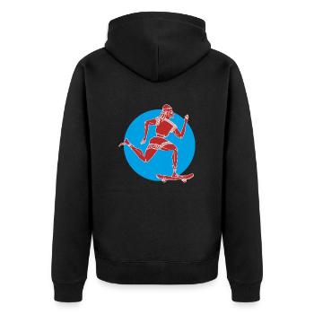 old school - Unisex Premium Organic Zip Hoodie - black - Back - Nico (187cm)