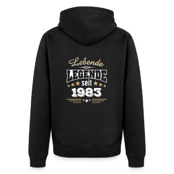 1983 Geburtsjahr Geburtstag Geburt geboren - Unisex Premium Bio Zip Hoodie - Schwarz - Hinten - Nico (187cm)