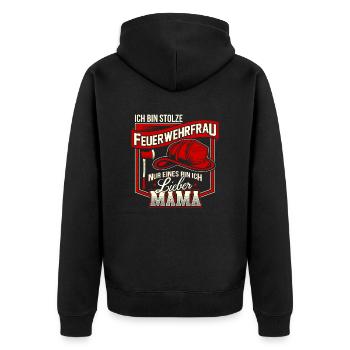 Feuerwehr Feuerwehrfrau Muttertag Feuerwehrmama - Unisex Premium Bio Zip Hoodie - Schwarz - Hinten - Nico (187cm)