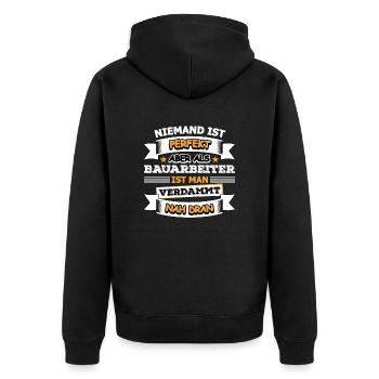 Bauarbeiter - Unisex Premium Bio Zip Hoodie - Schwarz - Hinten - Nico (187cm)