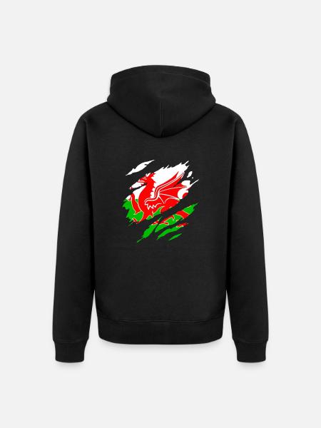 Ripped shirt welsh - Unisex Premium Organic Zip Hoodie - black