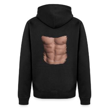 body builder © - Unisex Premium Organic Zip Hoodie - black - Back - Nico (187cm)