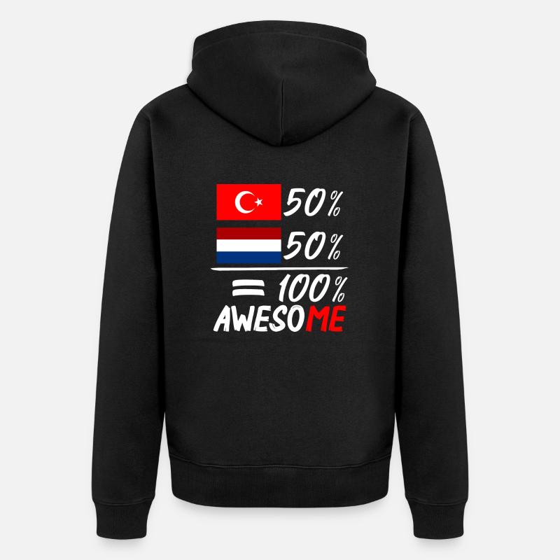 Half Nederlander half Turk - Unisex Premium Bio Zip Hoodie - Schwarz