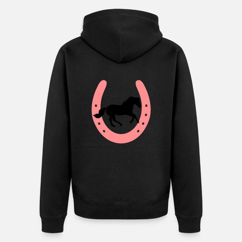 Fer à cheval avec cheval au galop - Veste à capuche bio Premium Unisexe - noir