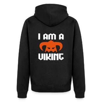 Ich bin ein Wikinger-cooles Zitat - Unisex Premium Bio Zip Hoodie - Schwarz - Hinten - Nico (187cm)
