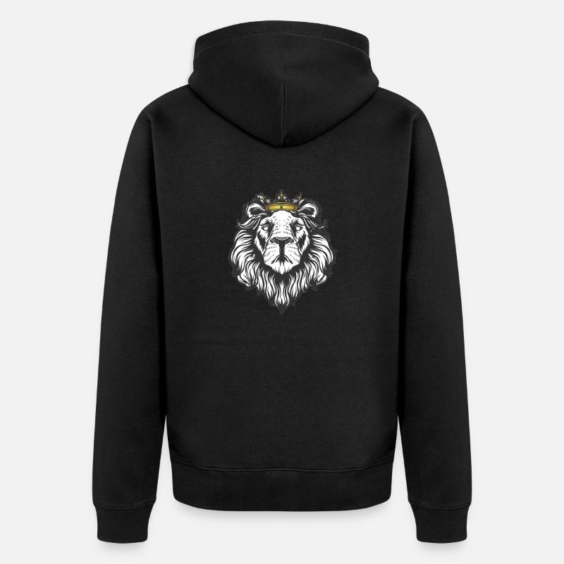 Lion avec couronne - Veste à capuche bio Premium Unisexe - noir