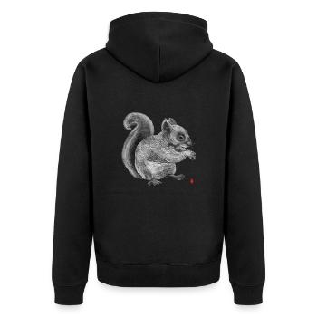 Squirrel - Unisex Premium Organic Zip Hoodie - black - Back - Nico (187cm)