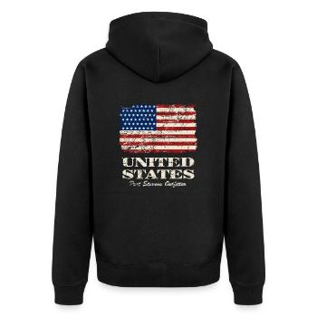 USA Flag - Vintage Look - Veste à capuche bio Premium Unisexe - noir - Dos - Nico (187cm)