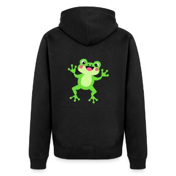 Niedlicher Frosch - Unisex Premium Bio Zip Hoodie - Schwarz - Hinten - Nico (187cm)