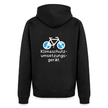Klimaschutz - Unisex Premium Bio Zip Hoodie - Schwarz - Hinten - Nico (187cm)