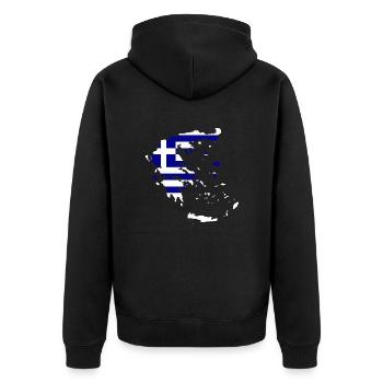 Griechenland Flagge Landkarte - Unisex Premium Bio Zip Hoodie - Schwarz - Hinten - Nico (187cm)