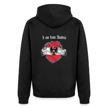 Drapeau de l'Autriche, cadeau de super-héros armoiries - Veste à capuche bio Premium Unisexe - noir - Dos - Nico (187cm)