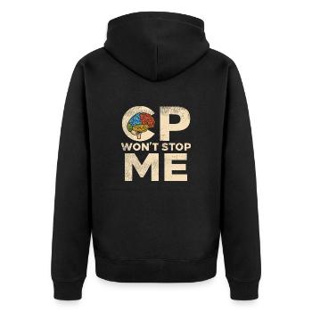 Cerebral Palsy Wont Stop Me - Unisex Premium Organic Zip Hoodie - black - Back - Nico (187cm)