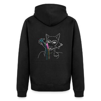 Malerei v2 - Unisex Premium Bio Zip Hoodie - Schwarz - Hinten - Nico (187cm)