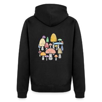 Pilz - Unisex Premium Bio Zip Hoodie - Schwarz - Hinten - Nico (187cm)