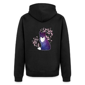 Renard japonais fleur de cerisier cadeau - Veste à capuche bio Premium Unisexe - noir - Dos - Nico (187cm)