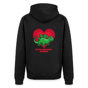 Little Brother Saurus - Unisex Premium Bio Zip Hoodie - Schwarz - Hinten - Nico (187cm)
