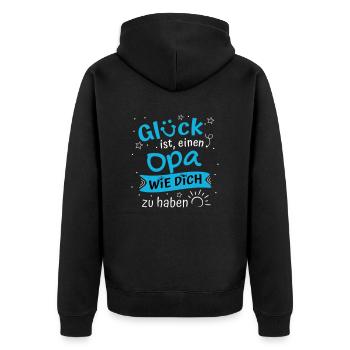 Glück Ist Einen Opa Wie Dich Zu Haben Geschenk Opa - Unisex Premium Bio Zip Hoodie - Schwarz - Hinten - Nico (187cm)