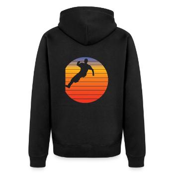 Parkour Läufer Retro Geschenk Parcour laufen - Unisex Premium Bio Zip Hoodie - Schwarz - Hinten - Nico (187cm)