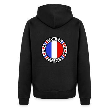 poker france - Unisex Premium Bio Zip Hoodie - Schwarz - Hinten - Nico (187cm)