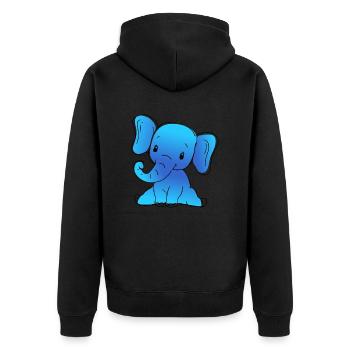blauer Baby Elefant - Unisex Premium Bio Zip Hoodie - Schwarz - Hinten - Nico (187cm)