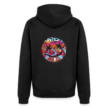 Graffiti-Stil Splash Hip-Hop-Farben Malerfarbe - Unisex Premium Bio Zip Hoodie - Schwarz - Hinten - Nico (187cm)